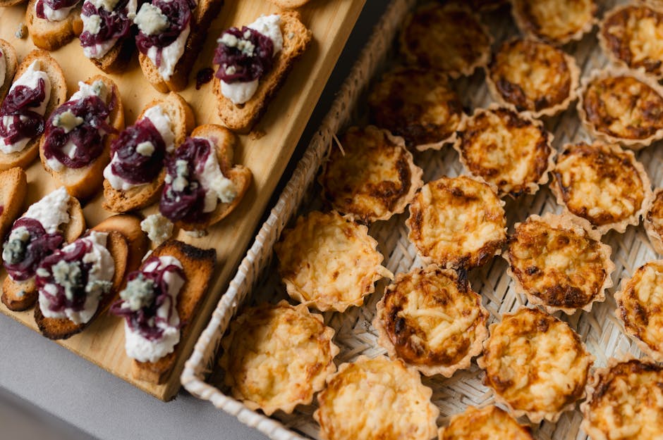 Gourmet appetizers on a serving tray