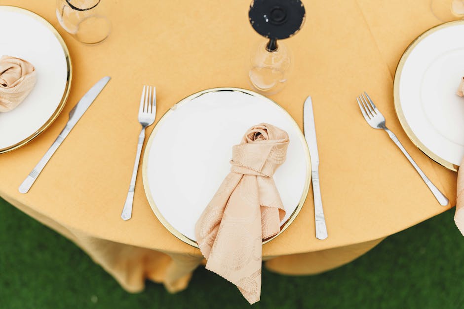 Beautiful outdoor banquet dinner setup